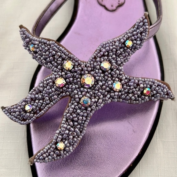 Beverly Feldman~Metallic Lavender Starfish Sandals - Picture 2 of 13